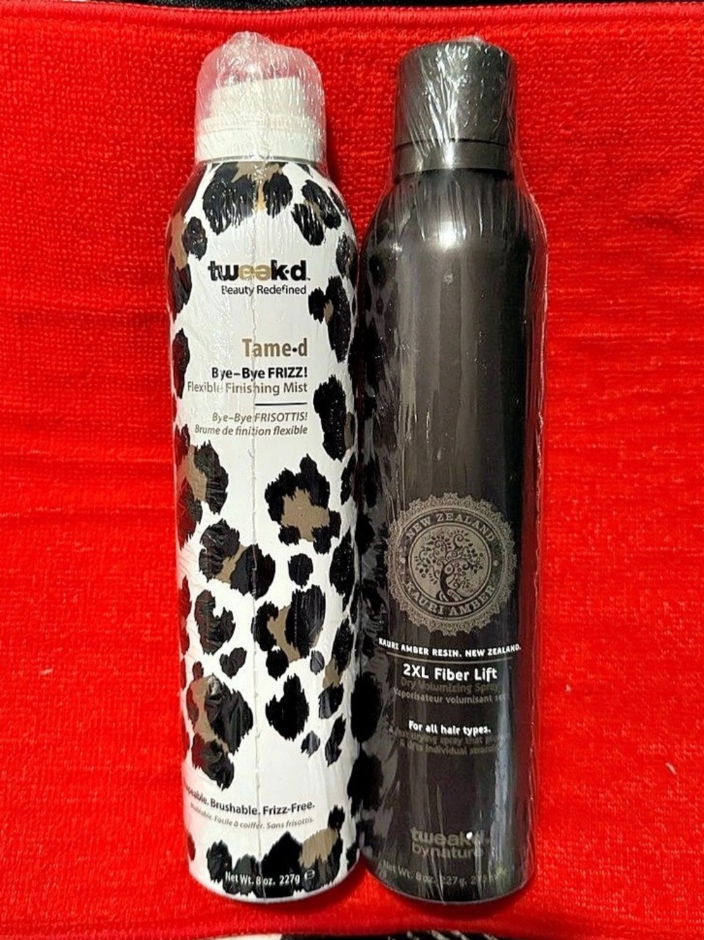 Tweak’d Tame-d Bye-Bye Frizz Flexible Finishing Mist and 2XL Fiber Lift Hair Set